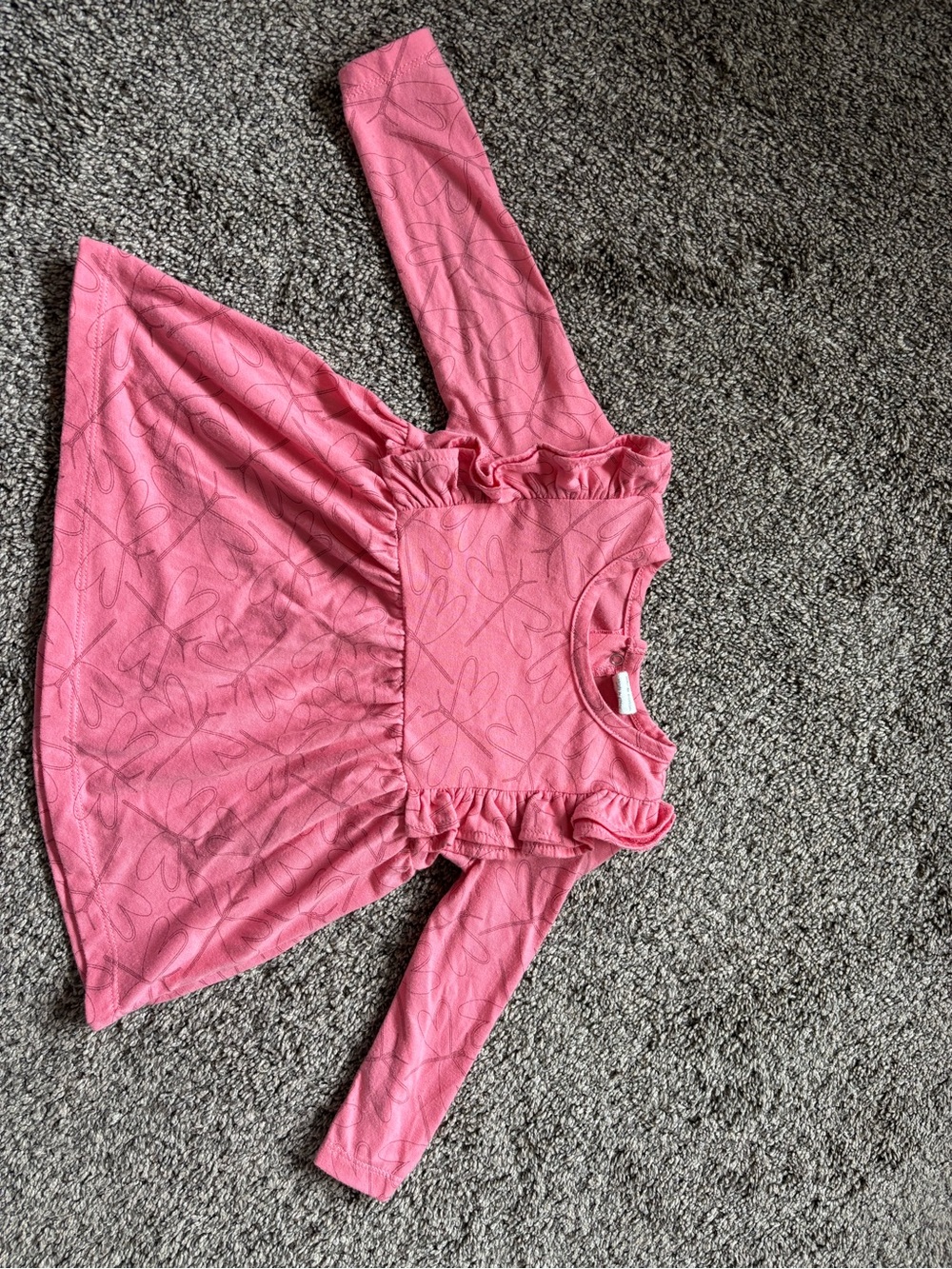 Girls' Pink Long-Sleeve Ruffle Top